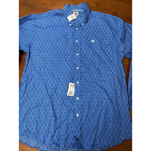 New Cunch Button Down Shirt Men's Size Large Blue Western Rancher NWT - Picture 10 of 14